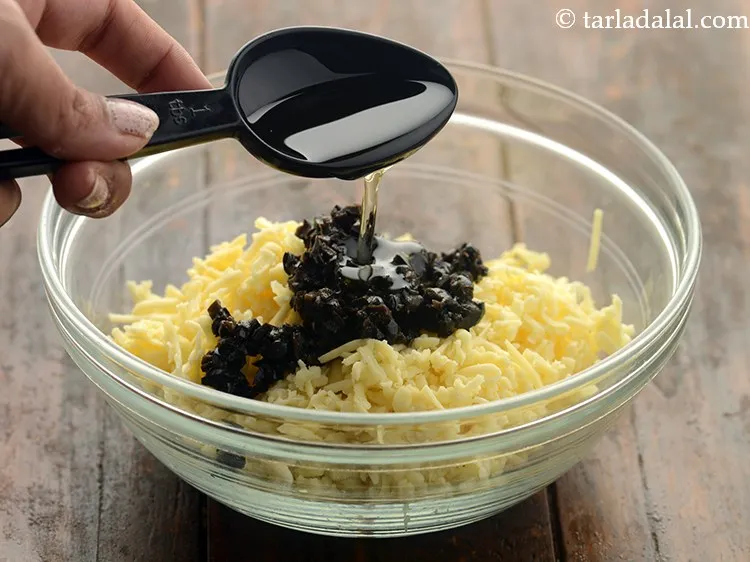 Step 8 – Add olive oil. It helps in combining together all the ingredients.