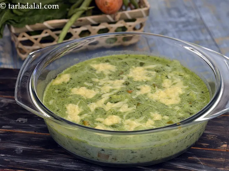 Step 38 – Serve <strong>baked vegetables in spinach sauce recipe | Indian style baked vegetables with spinach and …