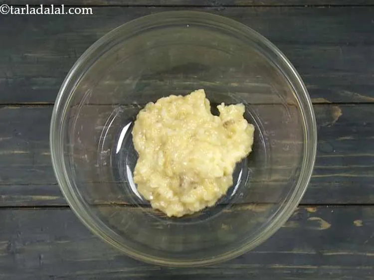 Step 9 – Take the mashed bananas in another deep bowl. Bananas make the loaf super moist &amp; …