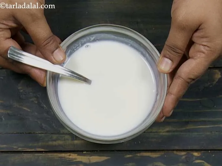 Step 3 – Combine the warm milk and lemon juice in a bowl, mix well and keep aside …