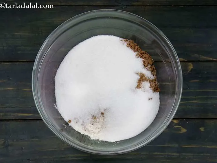 Step 6 – Add the castor sugar. Caster sugar is nothing but finely granulated white sugar.