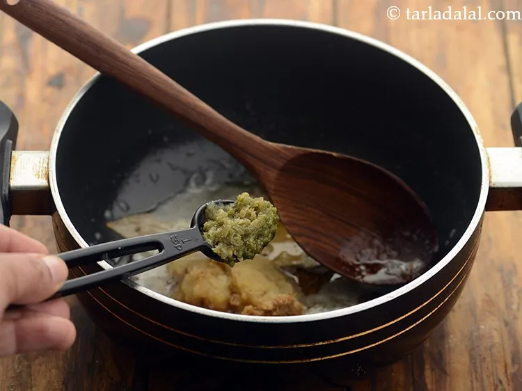 Step 15 – Add the green chilli paste.