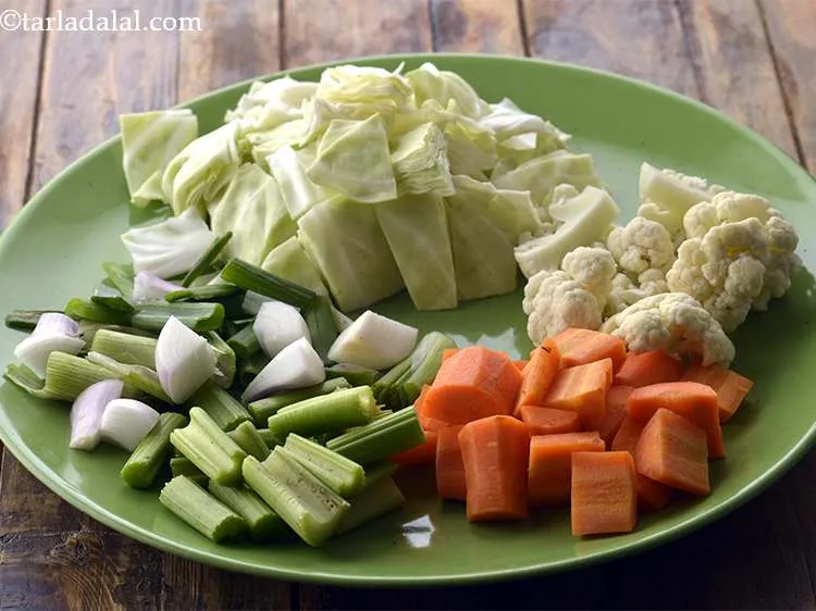 Step 2 – <p>Chop all the vegetables and keep them ready. There is no need to chop the …