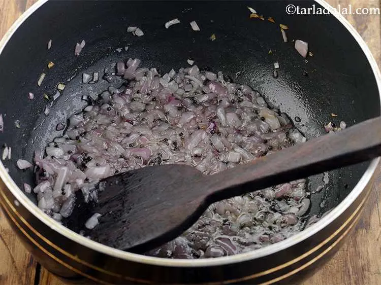 Step 3 – Add the onions and saut&eacute; on a medium flame for 1 to 2 minutes. They …