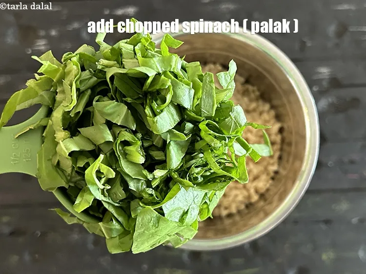Step 9 – Add&nbsp;<meta charset="UTF-8" />1/2 cup&nbsp;<a href="glossary-chopped-spinach-780i">chopped spinach (palak)</a>.