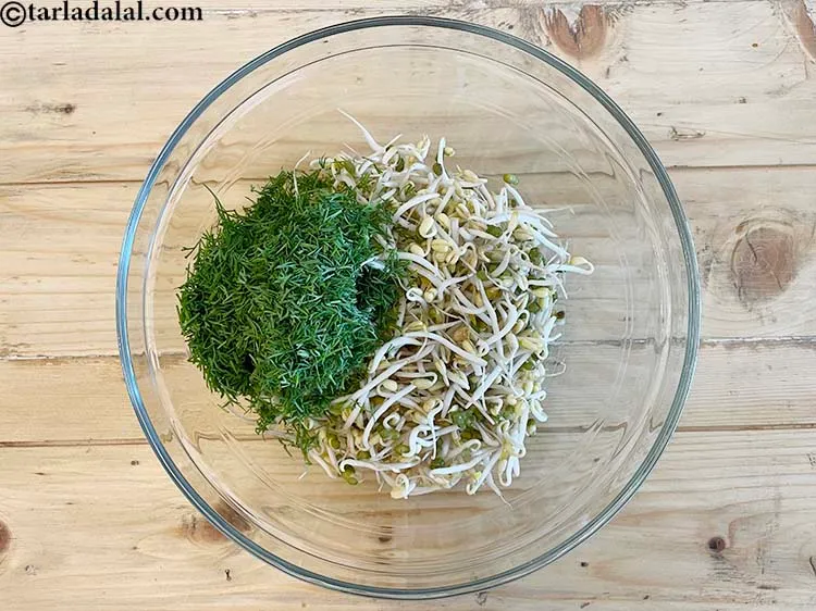 Step 8 – Add&nbsp;<meta charset="UTF-8" />1/4 cup&nbsp;finely&nbsp;<a href="glossary-chopped-dill-leaves-1849i">chopped dill leaves (shepu/suva bhaji)</a>.