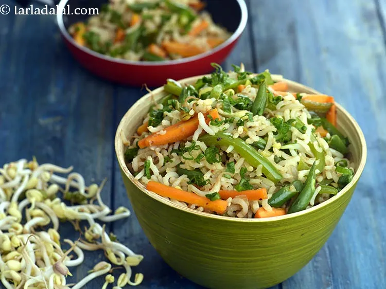 Step 26 – Serve <strong>bean sprouts fried rice recipe | Indian fried rice with bean sprouts | healthy …