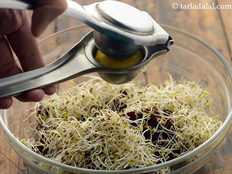 स्टेप 9 – चुकंदर और अल्फा-अल्फ़ा स्प्राउट्स सलाद बनाने के लिए आगे, इसमें …