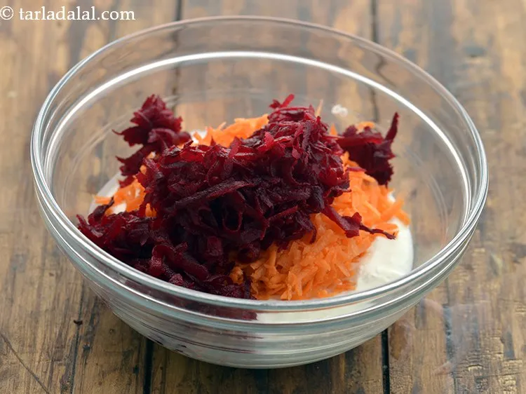 Step 20 – Next add boiled and grated beetroot.&nbsp;