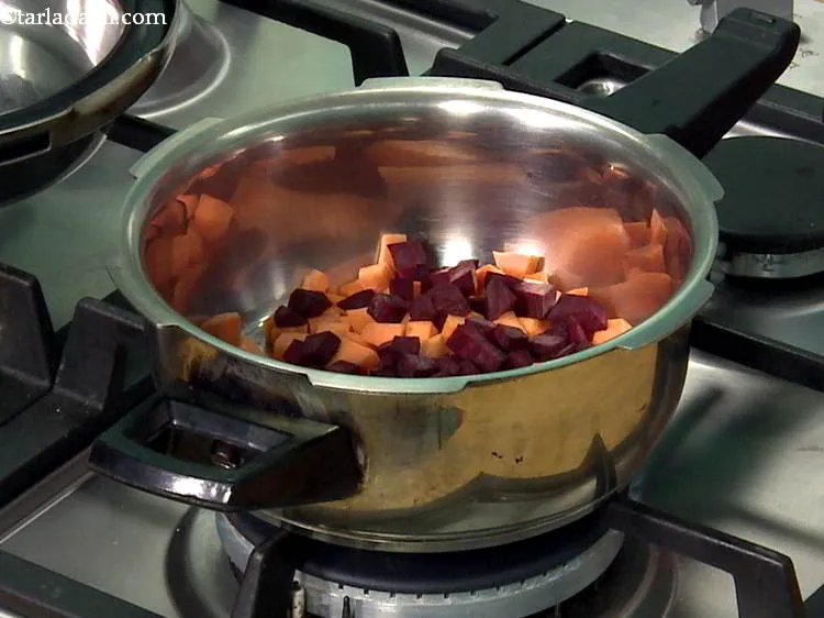 Step 11 – Add chopped beetroot to it. Wash and peel the beetroot too before chopping it. This …