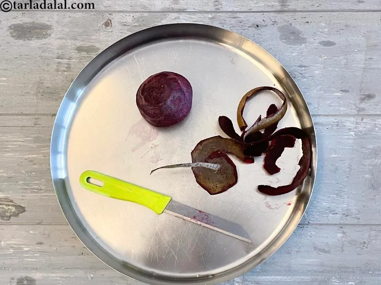 Step 9 – Peel the beetroot with a knife as this is the best method to do so.