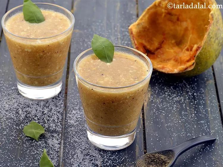 Step 15 – Serve the <strong>Bela Pana</strong> chilled over ice cubes. You can garnish it with Bel leaves …