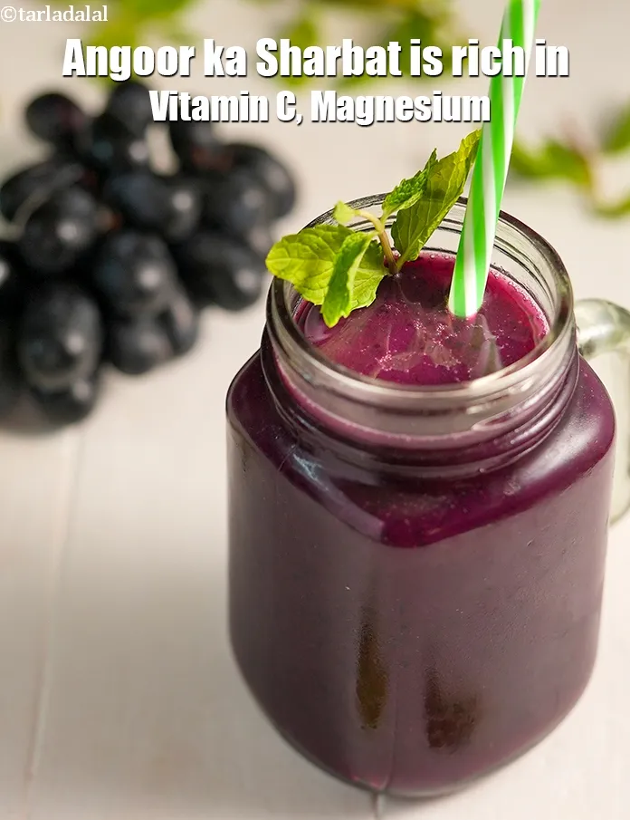 Step 15 – <strong>Angoor ka Sharbat&nbsp;is rich in&nbsp;Vitamin C,&nbsp;Magnesium.</strong> <ol> <li><strong>Vitamin C&nbsp;</strong>: &nbsp;<a href="https://www.tarladalal.com/recipes-for-Vitamin-C-Rich-Indian-Recipes-804">Vitamin C&nbsp;</a>is a great defence …