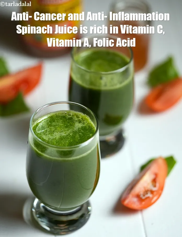 Step 19 – <strong>Anti- Cancer and Anti- Inflammation Spinach Juice&nbsp;is rich in&nbsp;Vitamin C, Vitamin A,&nbsp;Folic Acid.</strong> <ol> <li><strong>Vitamin …