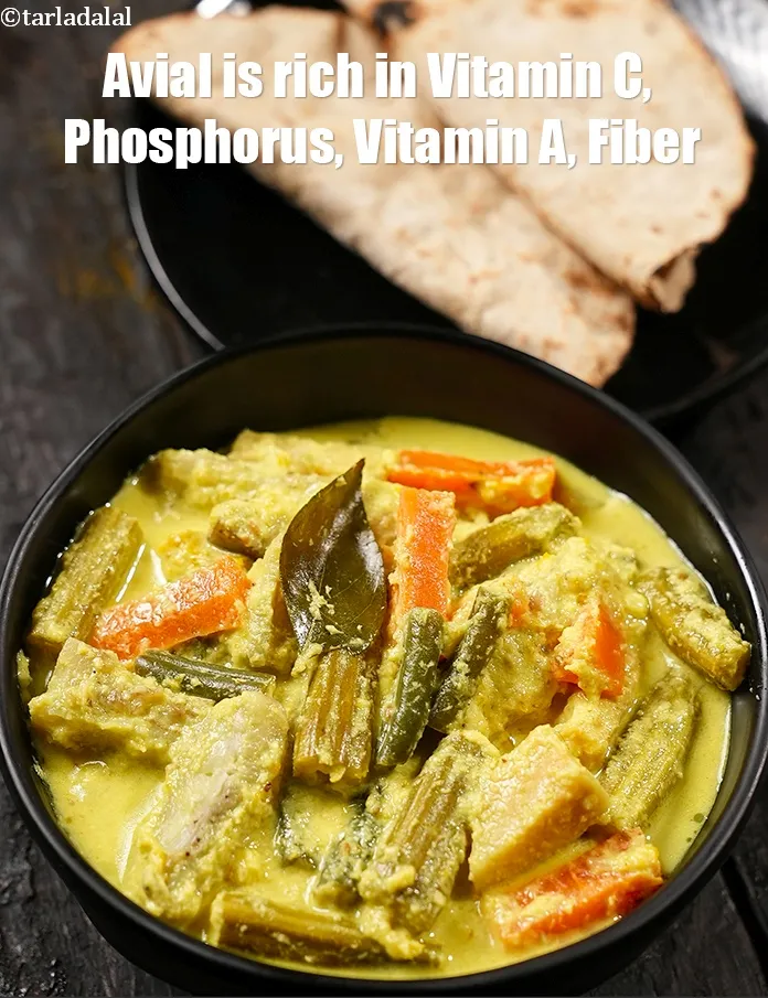 Step 41 – <strong>Avial is rich in&nbsp;Vitamin C,&nbsp;Phosphorus, Vitamin A, Fiber</strong> <ol> <li>&nbsp;<strong>Vitamin C&nbsp;</strong>: &nbsp;<a href="https://www.tarladalal.com/recipes-for-Vitamin-C-Rich-Indian-Recipes-804">Vitamin C&nbsp;</a>is a …