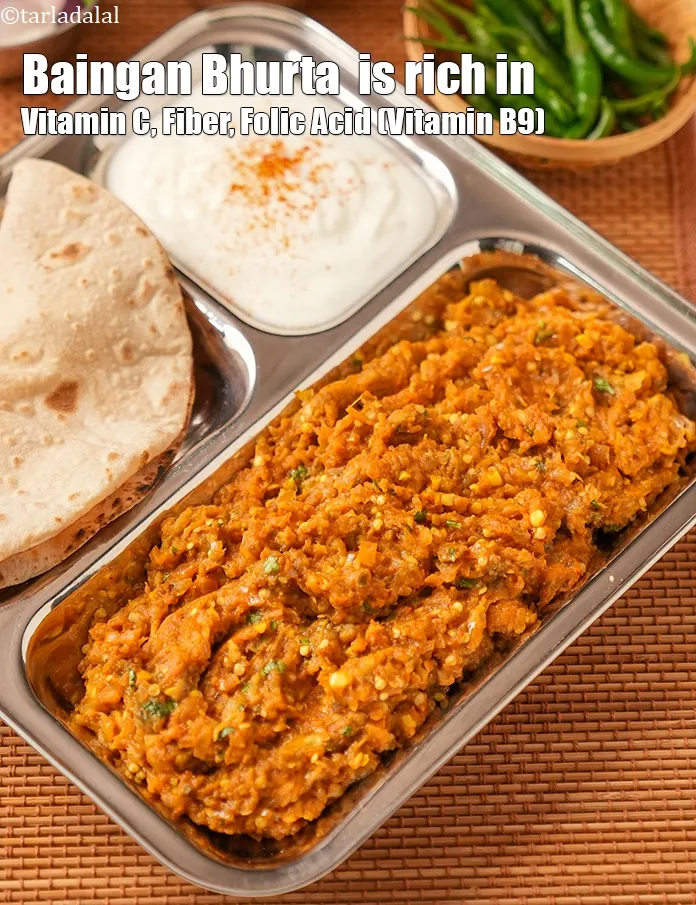 Step 35 – <strong>Baingan Bhurta</strong>&nbsp;<strong>&nbsp;is rich in below macronutrients, vitamins and minerals given in descending&nbsp;order (highest to lowest).&nbsp;</strong> …