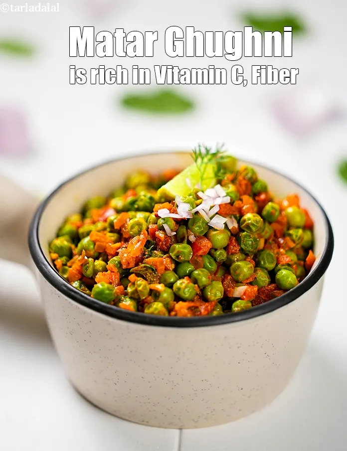 Step 23 – &nbsp;<strong>Matar Ghughni</strong>&nbsp;<strong>&nbsp;is rich in&nbsp;Vitamin C,&nbsp;Fiber.</strong> <ol> <li><strong>Vitamin C&nbsp;</strong>: &nbsp;<a href="https://www.tarladalal.com/recipes-for-Vitamin-C-Rich-Indian-Recipes-804">Vitamin C&nbsp;</a>is a great defence against …