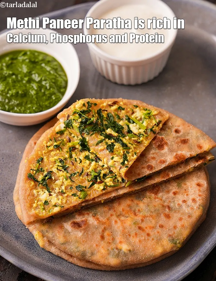 Step 44 – <ol> <li><strong>Methi Paneer Paratha is rich in below macronutrients, vitamins and minerals given in descending&nbsp;order …
