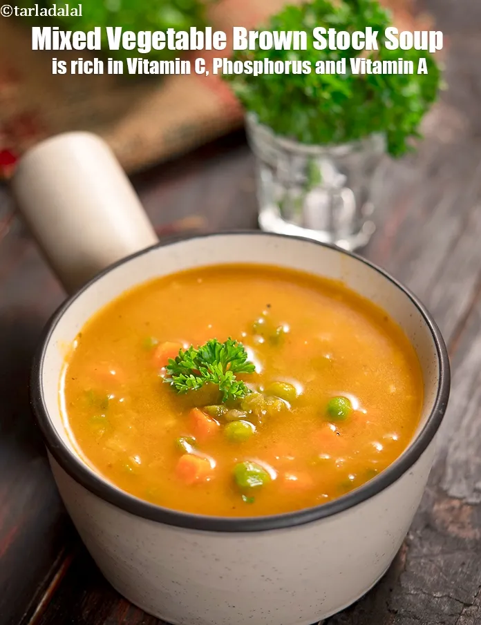 Step 19 – <strong>Mixed Vegetable Brown Stock Soup&nbsp;is rich in below macronutrients, vitamins and minerals given in descending&nbsp;order …