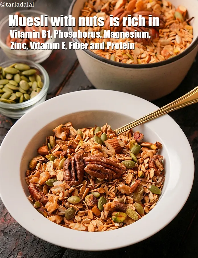 Step 25 – <strong>Muesli</strong><strong>&nbsp;with nuts &nbsp;is rich in below macronutrients, vitamins and minerals given in descending&nbsp;order (highest to …
