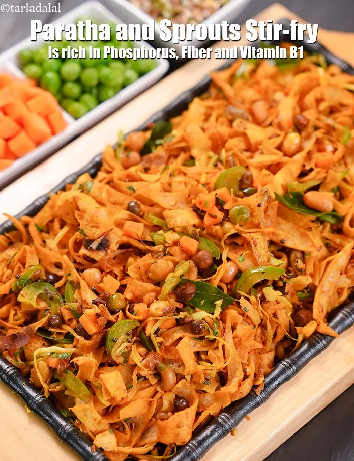 Step 37 – <strong>Paratha and Sprouts Stir-fry&nbsp;&nbsp;is rich in below macronutrients, vitamins and minerals given in descending&nbsp;order (highest …