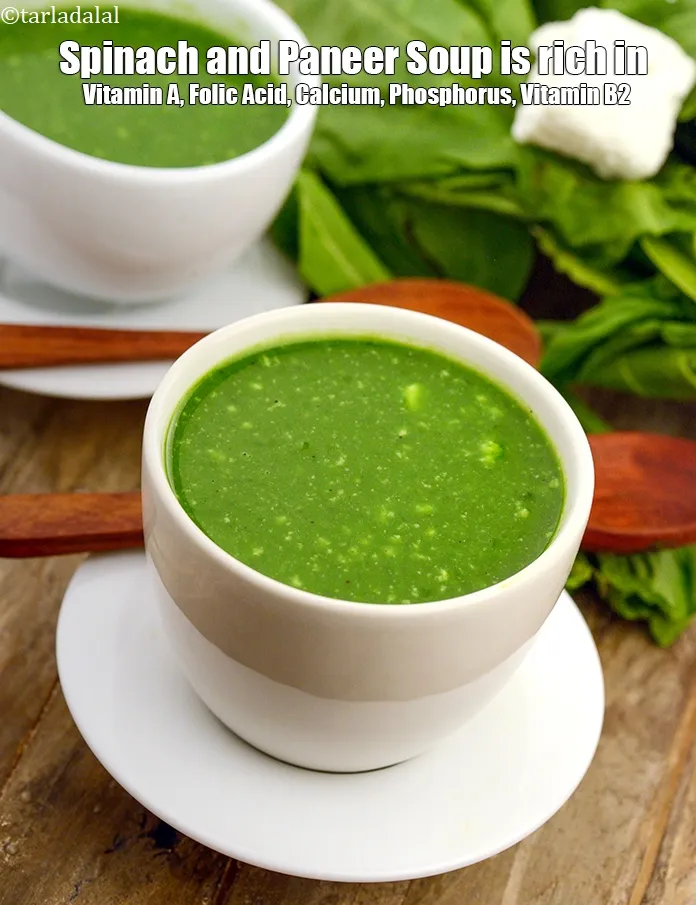 Step 23 – <p><strong>Spinach and Paneer Soup&nbsp;is rich in below macronutrients, vitamins and minerals given in descending&nbsp;order (highest …