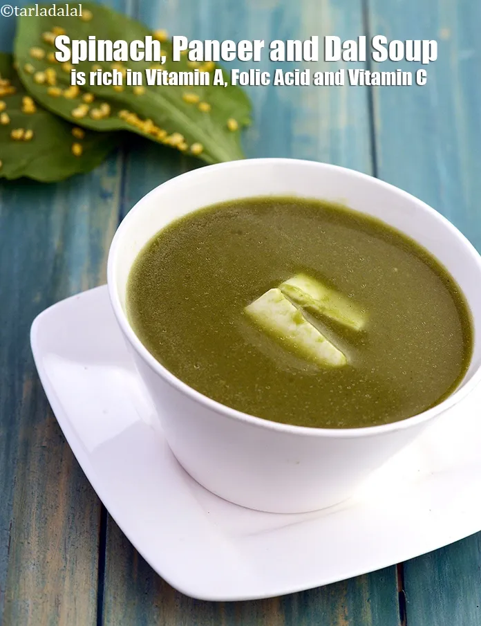Step 26 – <strong>Spinach, Paneer and Dal Soup&nbsp;is rich in below macronutrients, vitamins and minerals given in descending&nbsp;order …