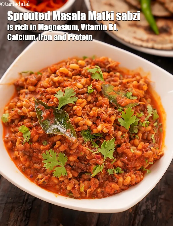 Step 40 – <meta charset="UTF-8" /> <strong>Sprouted Masala Matki</strong>&nbsp;<strong>sabzi&nbsp;is rich in below macronutrients, vitamins and minerals given in …