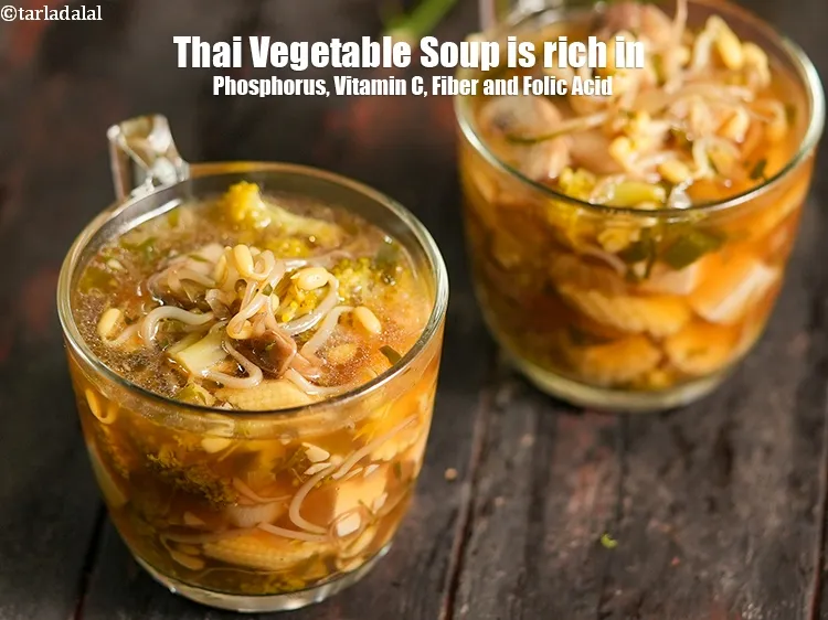Step 33 – <strong>Thai Vegetable Soup&nbsp;is rich in below macronutrients, vitamins and minerals given in descending&nbsp;order (highest to …