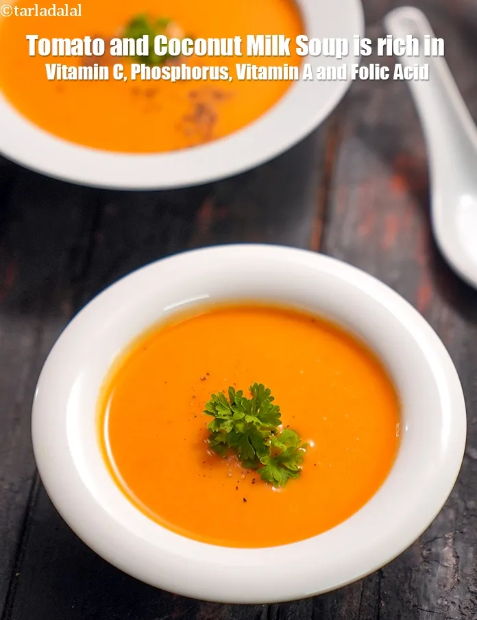 Step 29 – <strong>Tomato and Coconut Milk Soup&nbsp;is rich in below macronutrients, vitamins and minerals given in descending&nbsp;order …