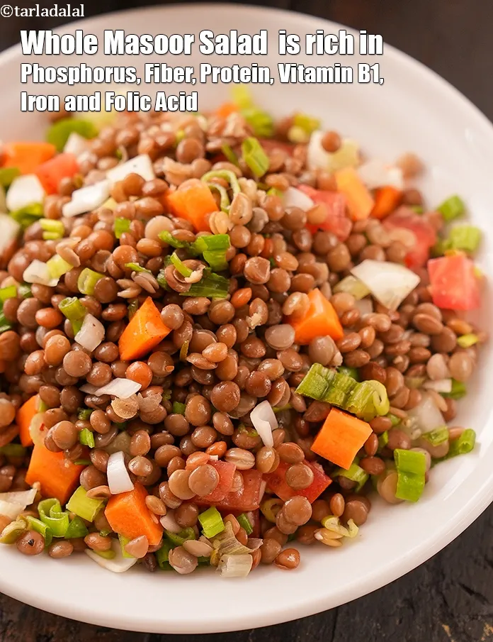 Step 32 – <meta charset="UTF-8" /> <strong>Whole Masoor Salad</strong><strong>&nbsp;&nbsp;is rich in below macronutrients, vitamins and minerals given in …