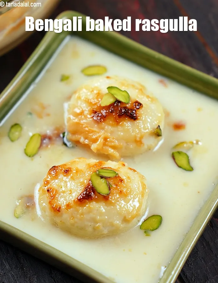 Step 14 – Serve the <strong>baked rasgullas</strong> warm.