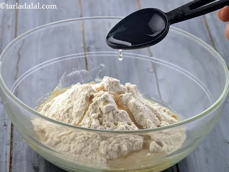 Step 4 – To this add 3 tbsp of melted ghee. You can even make use of oil …
