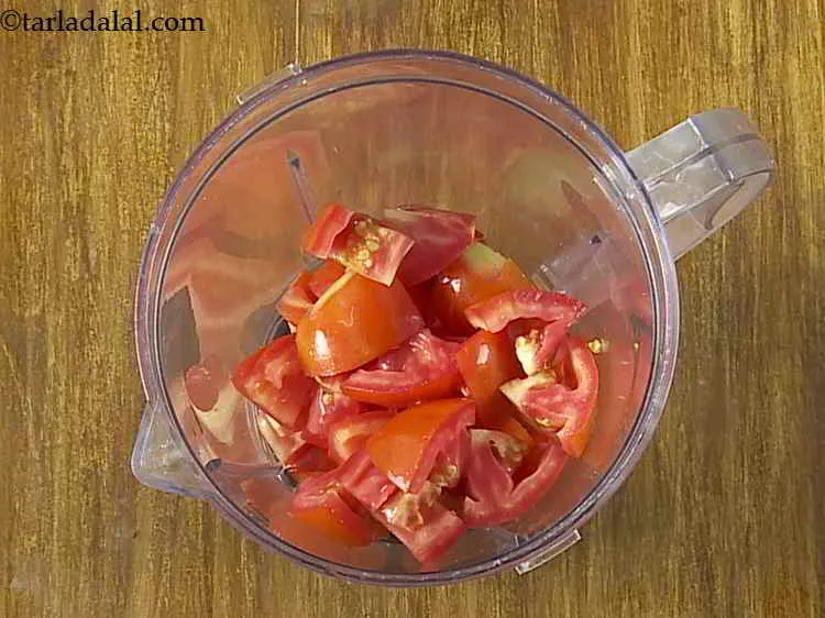 Step 6 – We will require a tomato paste for this <strong>bhindi masala gravy</strong>, for that take 1 …