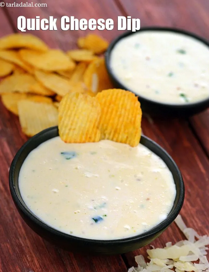 Step 12 – If you wish to make cheese dip with processed cheese, then try this <a href="https://www.tarladalal.com/quick-cheese-dip-recipe-%7C-cheese-dipping-sauce-530r" …