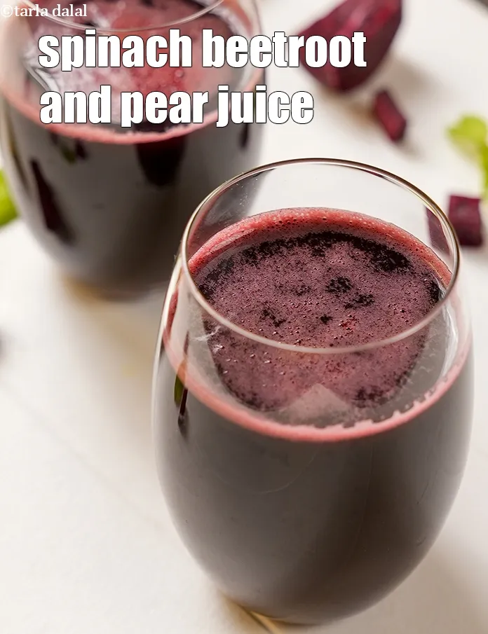 Step 16 – You can use cleaned, chilled and crsip&nbsp;spinach to make&nbsp;<a href="https://www.tarladalal.com/spinach-beetroot-and-pear-juice-38863r">Spinach Beetroot and Pear Juice</a>.
