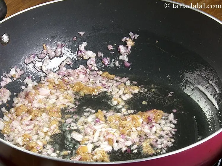 Step 5 – Saut&eacute; on a medium flame for a few seconds or until the raw smell goes …