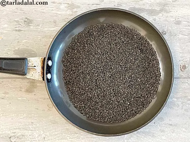 Step 4 – To make <strong>Black Sesame Seed Chutney | tiklut chutney | Maharashtrian dry chutney |&nbsp;</strong>&nbsp;heat a …