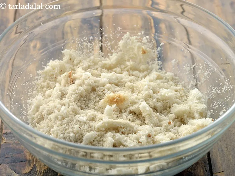 Step 9 – Add them to a mixer jar and blend till coarse. These are fresh bread crumbs. …