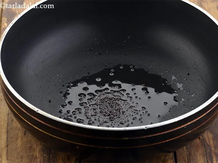 Step 2 – Heat the oil in a deep non-stick pan. Add the mustard seeds and let them …