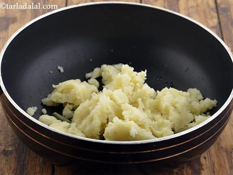 Step 5 – Add the boiled, peeled and mashed potatoes. Make sure that the potatoes are mashed up …