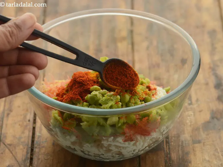 Step 5 – Add chilli powder. This recipe is for kids tiffin so, we have used very less …