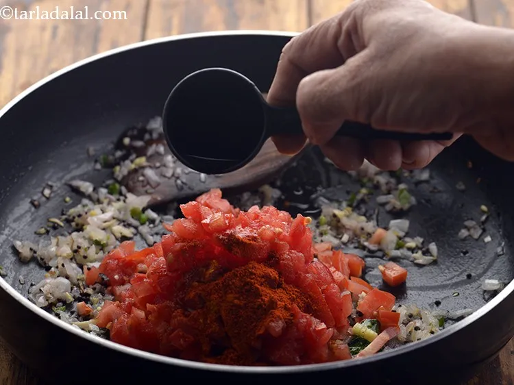 Step 14 – Add red chilli powder. You can adjust the quantity according to your palate.&nbsp;Add 2 tbsp …