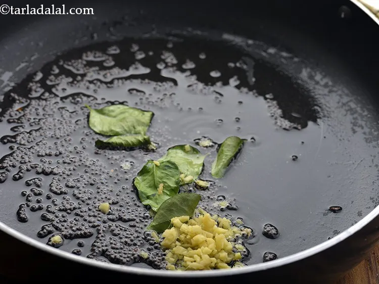 Step 7 – Add ginger. Alternatevily you can also use Ginger green chilli paste.&nbsp;