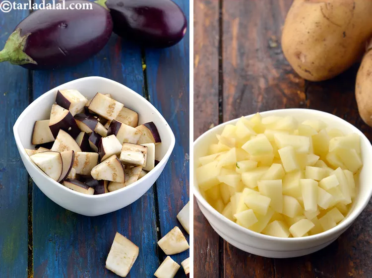 Step 30 – Prefer to chop brinjal and potatoes just before making the sabzi. If you chop them …