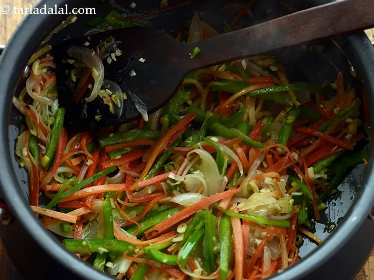 Step 9 – Saute for medium flame for 2 minutes.