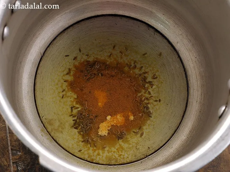 Step 12 – Add turmeric powder.