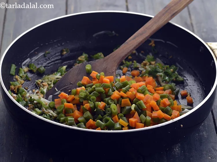 Step 2 – We have parboiled the vegetables so that the veggies get cooked quickly while saut&eacute;ing and …