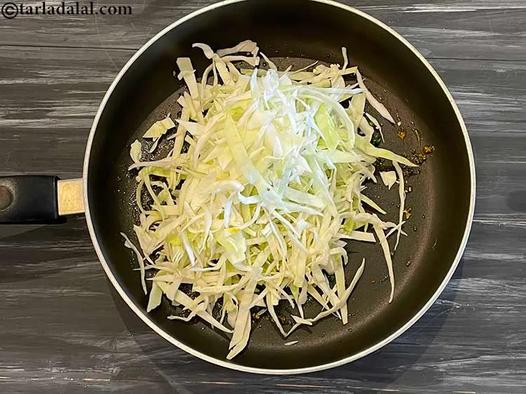 Step 8 – Add the cabbage. Cabbage&nbsp;is&nbsp;<a href="https://www.tarladalal.com/recipes-for-Healthy-Low-Calorie-Weight-Loss-383">low in calories</a>,&nbsp;<a href="https://www.tarladalal.com/recipes-for-Home-Remedies-to-relieve-Constipation-592">relieves constipation</a>, good for diabetics. Cabbage has high …