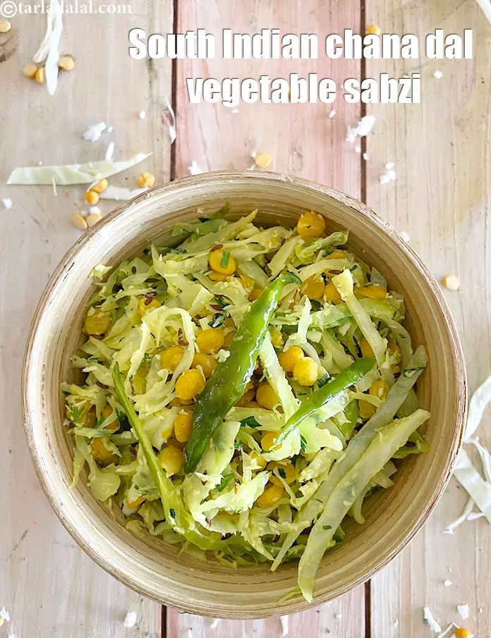 Step 33 – Serve <strong>cabbage chana dal sabzi recipe | chana dal sabzi with cabbage and coconut | …